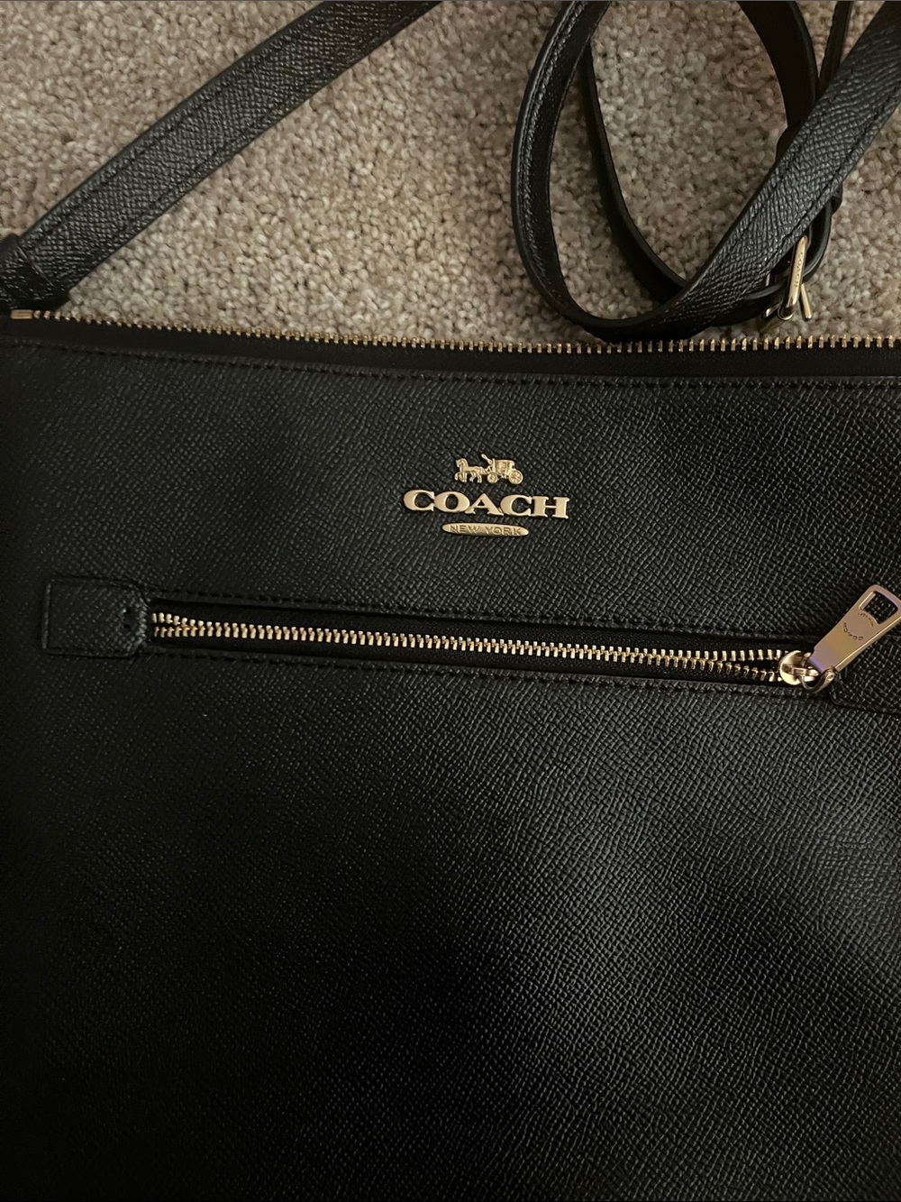 Coach Black Leather Pebbled Crossbody with Gold Hardware - Picture 2 of 6